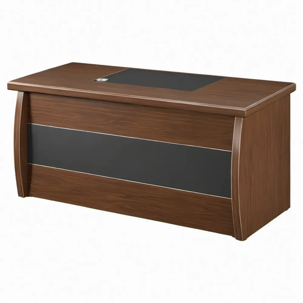 Directiebureau met zwart schrijfvlak, 160 x 80 x 75 cm, walnootbruin/zwart