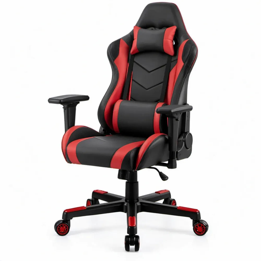 Gamingstoel met verstelbare rugleuning en armleuningen, zwart/rood, 66 x 70 x 124-134 cm