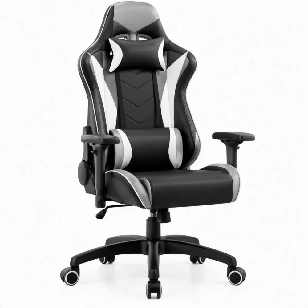 Ergonomische verstelbare bureaustoel 65 x 65 x 118-128 cm Zwart/Wit PU-kunstleer