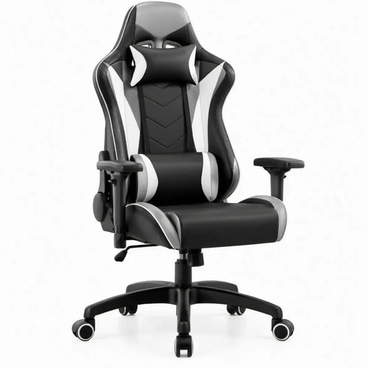 Ergonomische verstelbare bureaustoel 65 x 65 x 118-128 cm Zwart/Wit PU-kunstleer