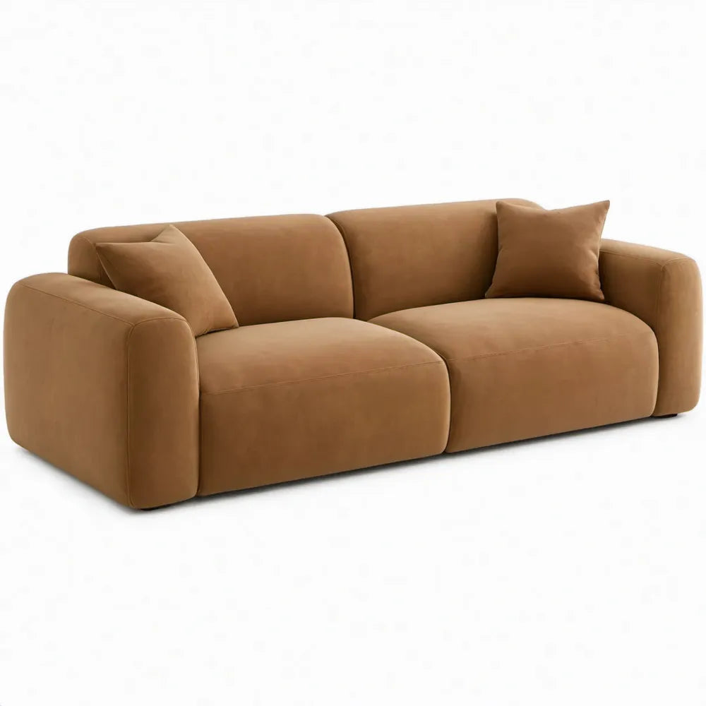 Camelbruine 2-zitsbank van microvezel, 220 x 95 x 75 cm