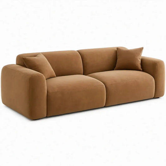 Camelbruine 2-zitsbank van microvezel, 220 x 95 x 75 cm