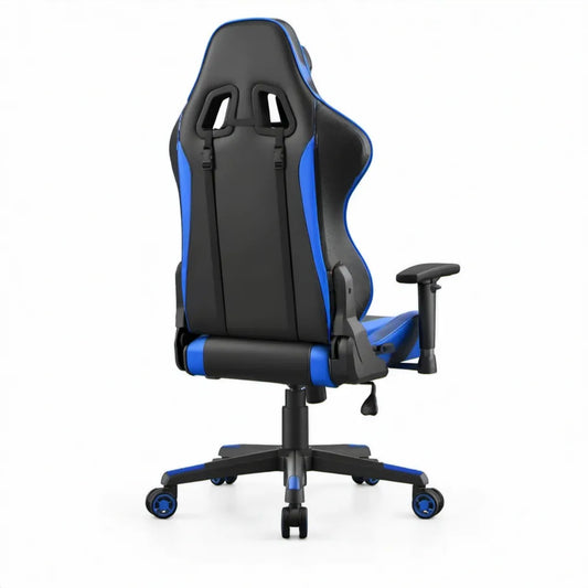 Verstelbare gamingstoel van PU-kunstleer, zwart/blauw, 68 x 68 x 124-134 cm
