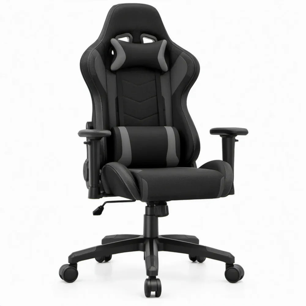 Verstelbare gamingstoel van PU-kunstleer zwart/grijs 68 x 68 x 123-133 cm
