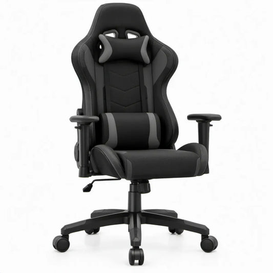 Verstelbare gamingstoel van PU-kunstleer zwart/grijs 68 x 68 x 123-133 cm