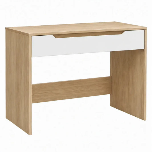 Bureau met lade, eikenkleurig en wit, 100 x 50 x 75 cm