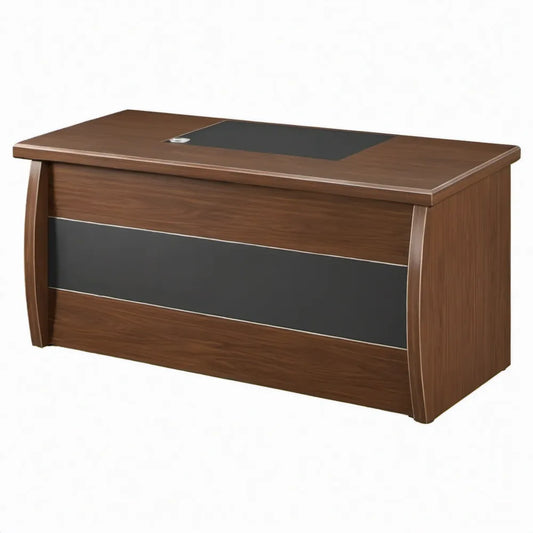 Directiebureau met zwart schrijfvlak, 160 x 80 x 75 cm, walnootbruin/zwart