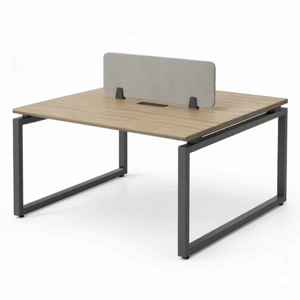 Bureau met scheidingspaneel, 140 x 70 x 75 cm, eikenkleurig/zwart/grijs