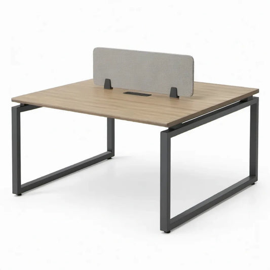 Bureau met scheidingspaneel, 140 x 70 x 75 cm, eikenkleurig/zwart/grijs